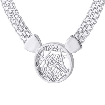 Bijzondere Vlek Kaart Ketting met Milanese Ketting [Sterling Zilver]
