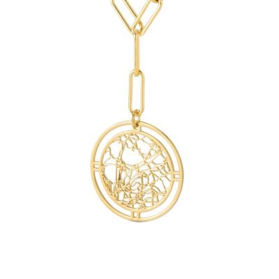 Stilvolle Beliebter Ort Anker Halskette mit Kartenanhänger [750er Gold Vermeil]
