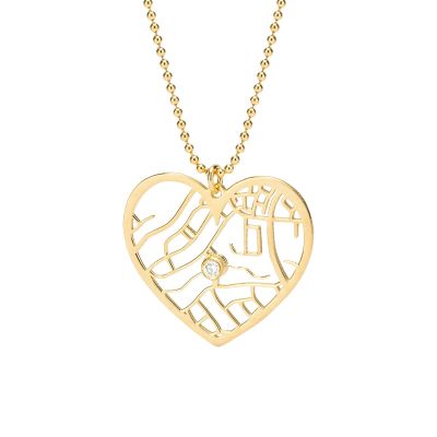 Ties of Heart Map Necklace [18K Gold Vermeil]