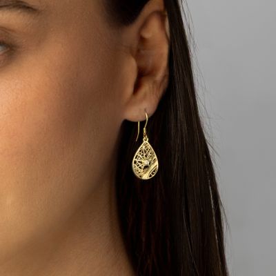 Beliebter Ort Karten Ohrhänger [750er Gold Vermeil]