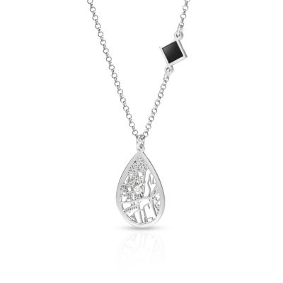 Cherished Spot Map Necklace with Nano Bible [14 Karat White Gold]