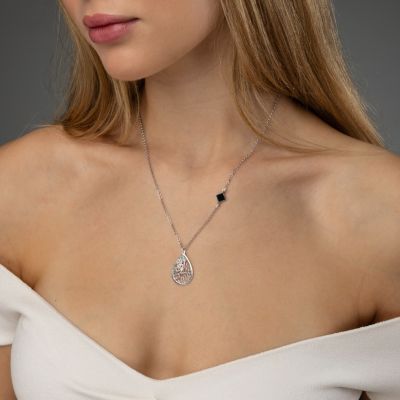 Collier Carte Endroit Chéri Avec Nano Bible [Argent 925]