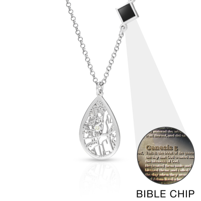 Geschätzte Ort Kartenkette mit Nano-Bibel [Sterlingsilber]