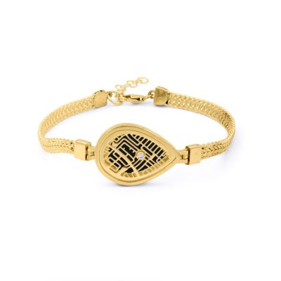 Cherished Spot Silhouette Drop Map Bracelet with Braided Chain [18K Gold Vermeil]