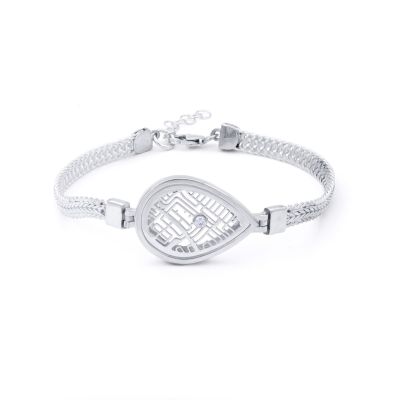 Cherished Spot Map Bracelet with Braided Chain [Sterling Silver]