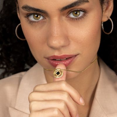 Blessed Halo Name Necklace with Nano Bible [18K Gold Plated]