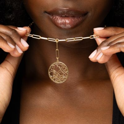 Precious Spot Map Link Chain Necklace [18K Gold Plated]