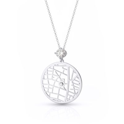 Talisa Map Necklace With 1 Ct Diamond [14 Karat White Gold]