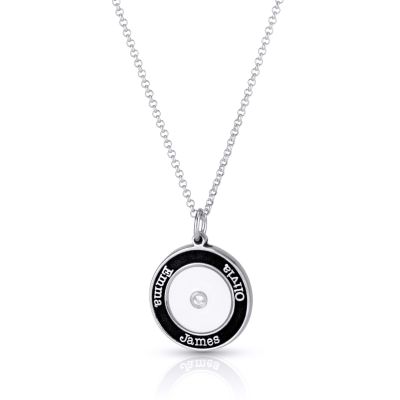 Floating Circle Diamond Name Necklace [Sterling Silver]