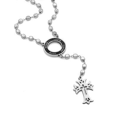 Eternity Circle Cross Necklace with Names - Dark Circle [Sterling Silver]