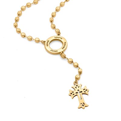 Eternity Circle Cross Necklace with Names [18K Gold Plated]