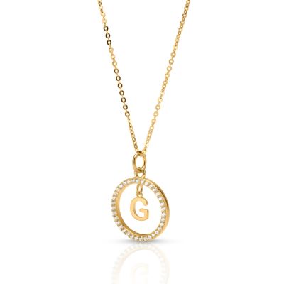 Eclipse Initial Crystal Necklace [18K Gold Plated]