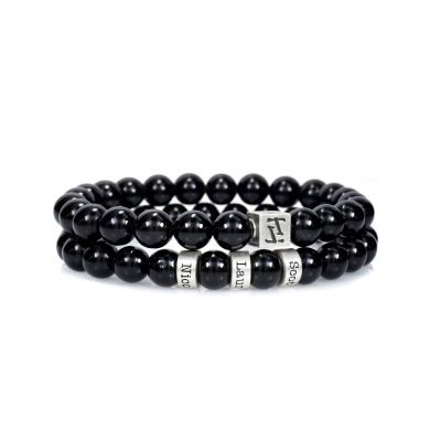 Bracelet Onyx Noir Éclatant Classique pour Femme [Argent 925]