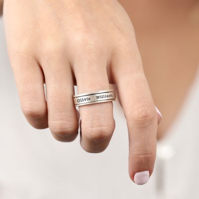 Klassischer Drehring mit Gravur [Sterlingsilber]