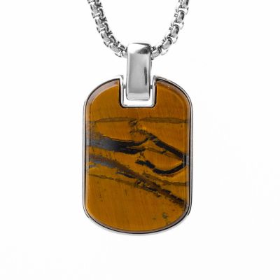 Clear Mark Tiger Eye Tag Necklace