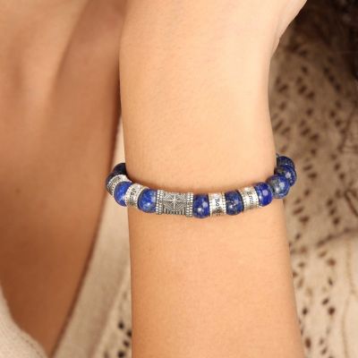 Compass Diamond Name Bracelet - Lapis Lazuli [Sterling Silver]