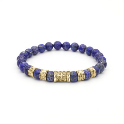 Compass Diamond Name Bracelet - Lapis Lazuli [18K Gold Vermeil]