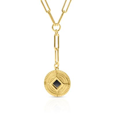Personalisierte Kompass Halskette mit Nano Bibel [750er Gold Vermeil]