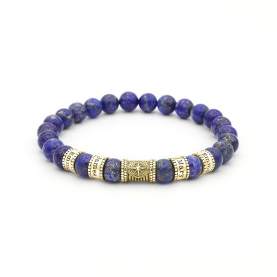 Compass Women Name Bracelet With Lapis Lazuli Stones [18K Gold Vermeil]