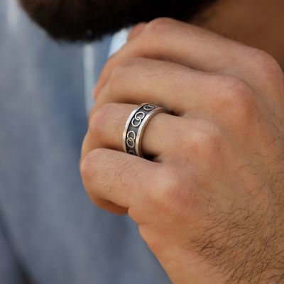 Infinite Connection Engraved Ring for Men - Sterling Silver