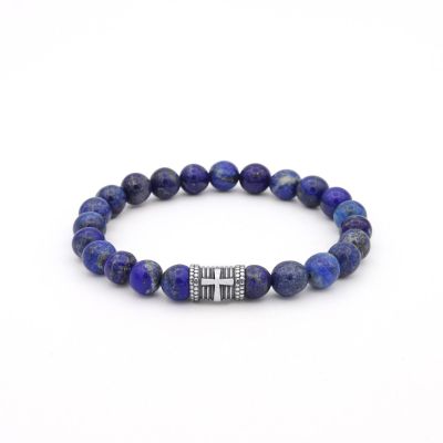 Bracelet Lapis Lazuli avec Croix pour Homme