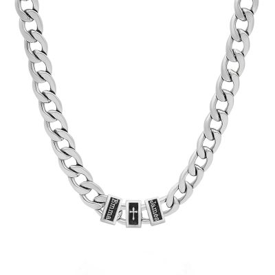 Cross Cuban Link Chain With Names