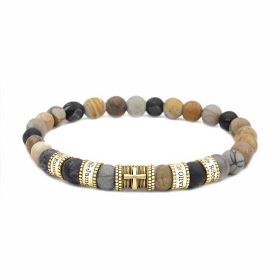 Cross Diamond Name Bracelet - Picasso Jasper [18K Gold Vermeil]