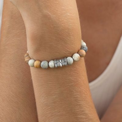  Cross Women Bracelet With Picasso Jasper Stones [Sterling Silver]