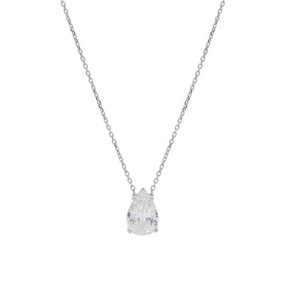 Crystal Teardrop Necklace [Sterling Silver]