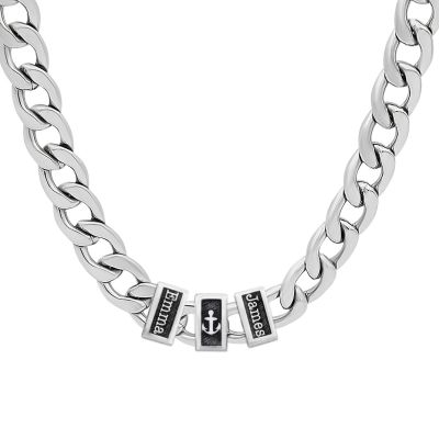 Family Anchor Cuban Link Chain Name Necklace