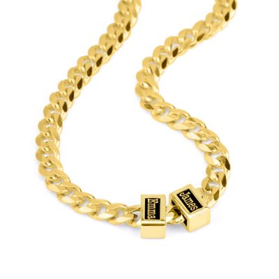 Cuban Link Chain With Names - 5mm [18K Gold Plated]