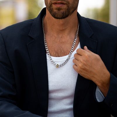 Two-Tone Cuban Link Chain For Men - Gold Cross