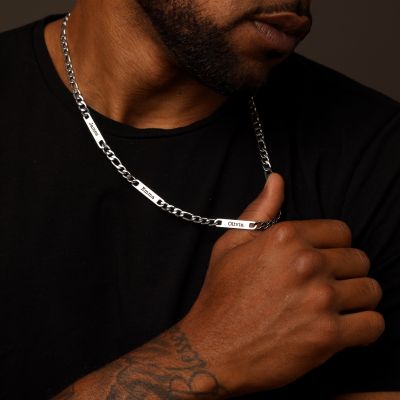 Curb Chain Men Name Necklace - Stainless Steel