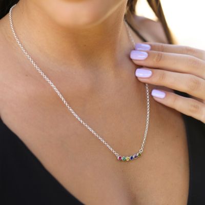 Vreugde des Levens Geboortesteen Ketting [Sterling Zilver] 