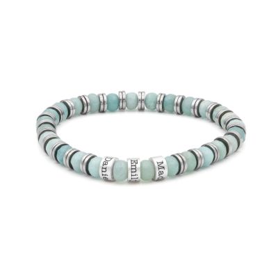 Amazonite and Hematite Women Name Bracelet [Sterling Silver]