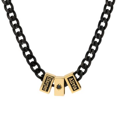 Dark Cuban Link Chain Name Necklace with Black Diamond [18K Gold Plated]