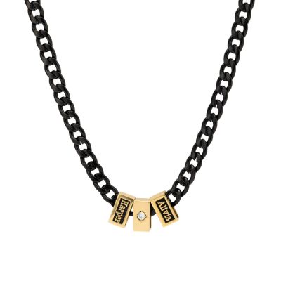 Dark Cuban Link Chain Name Necklace with 0.10 ct Diamond  [18K Gold Plated]