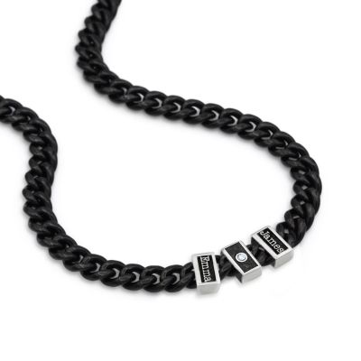 Dark Cuban Link Chain Name Necklace with Diamond 