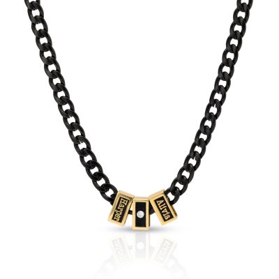 Dark Cuban Link Chain Name Necklace with Diamond [18K Gold Plated]