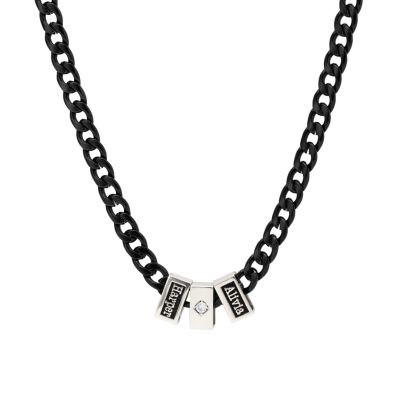 Dark Cuban Link Chain Name Necklace with 0.10 ct Diamond 