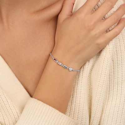 Schitterende Hart Geboortesteen Armband [Sterling Zilver]