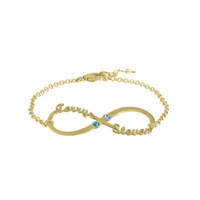 Dazzling Infinity Name and Birthstone Bracelet [18K Gold Plated]