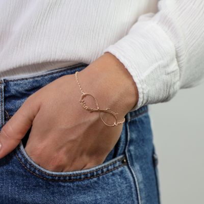Bracelet Infinité Éblouissante Avec Noms [Plaqué Or Rose 18ct]