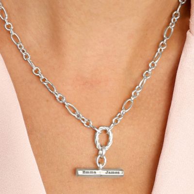 Collier Destin avec Barre Gravée [Argent 925] 