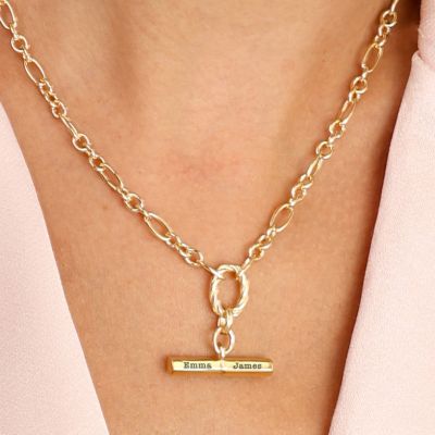 Collier Destin avec Barre Gravée [Vermeil 18ct] 