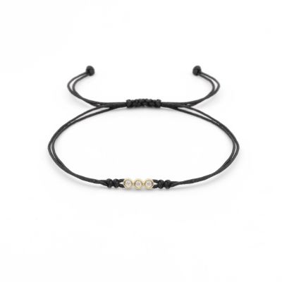 Talisa Stars Diamond Bracelet - Black String [14 Karat Gold]-5