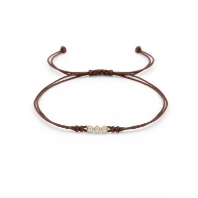 Talisa Stars Diamond Bracelet - Brown String [14 Karat Gold]-4