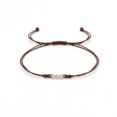 Talisa Stars Diamond Bracelet - Brown String [14 Karat Gold]-2