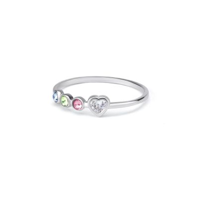 Ties of Heart Diamond Ring with Birthstones [14 Karat White Gold]