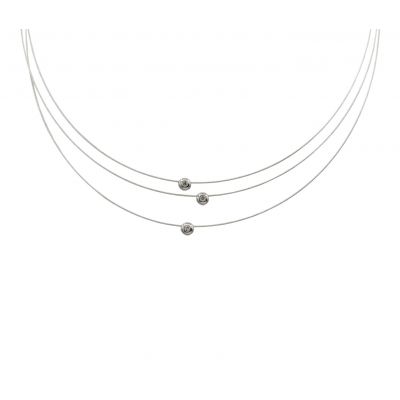 Diamonds on a Wire Necklace [18K White Gold]